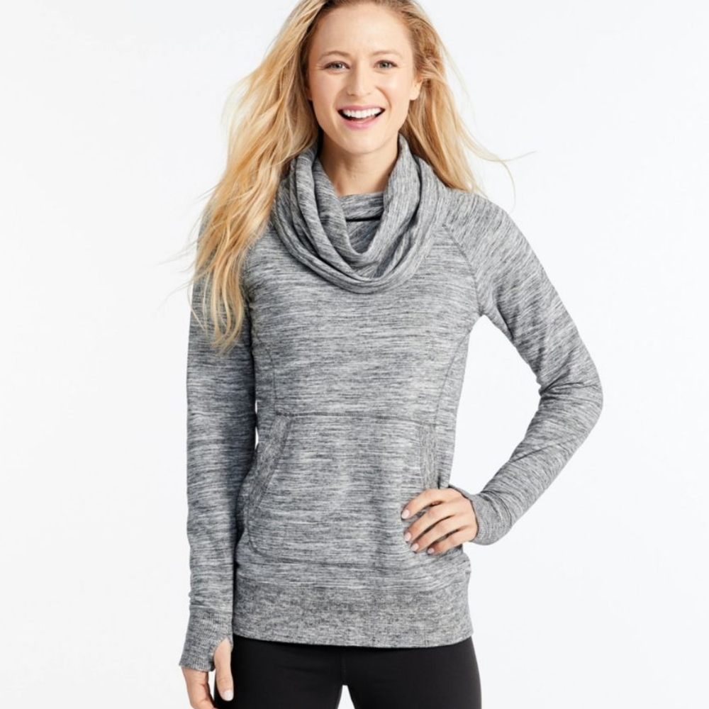 LL Bean Cozy Marled Pullover Cowl Neck Sweatshirt EUC Women's Size L